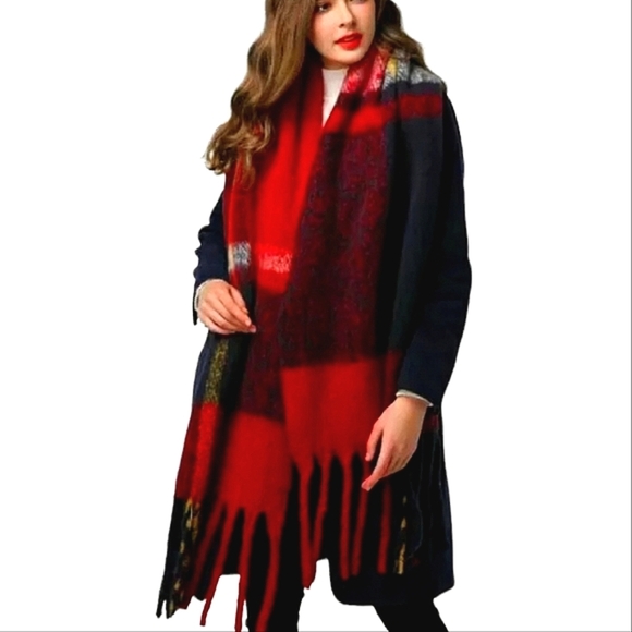 Women's Soft Scarf Pashmina Red/Multi One size - Picture 1 of 3